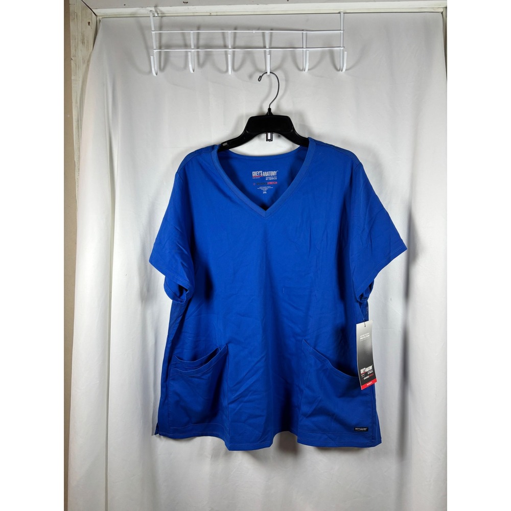 Greys Anatomy by Barco Spandex Stretch Women Scrub Top Royal Blue 2XL GRS858 NEW